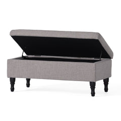 Dean - Fabric Storage Wide Tufted Rectangle Ottoman - Gray