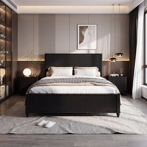 Fluted Platform Bed Frame, No Box Spring Needed