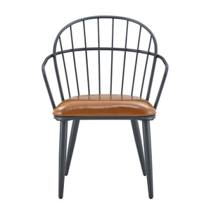 Industrial Inspired Upholstered Dining Chair Set With Metal Legs (Set of 2) - Brown