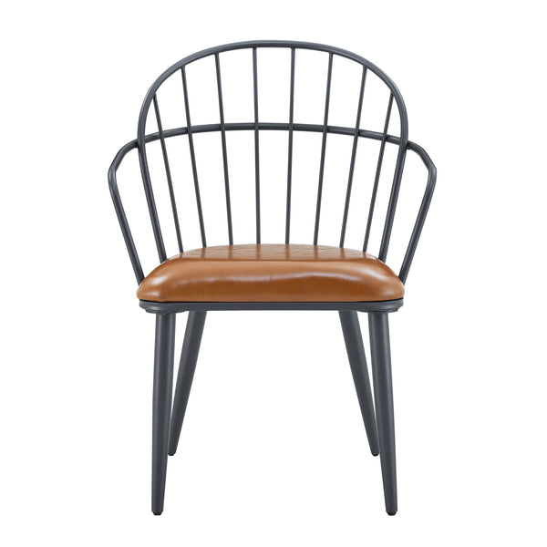 Industrial Inspired Upholstered Dining Chair Set With Metal Legs (Set of 2) - Brown