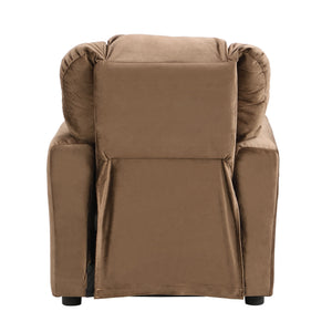 Kids Recliner Chair, Kids Upholstered Couch With One Cup Holder, Toddlers Recliner With Headrest And Footrest - Brown