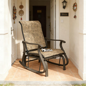 Outdoor Glider Swing Chair With Smooth Motion - Brown / Brown Mix