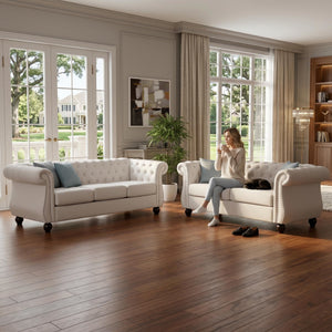 Chesterfield 3 Seater Sofa With Rolled Arms