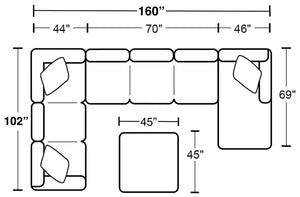 Royce - Sectional With Cocktail Ottoman