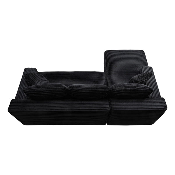 Cloud Modular Sectional Sofa Couch With L-Shape Chaise, Upholstered Couches For Living Room - Black