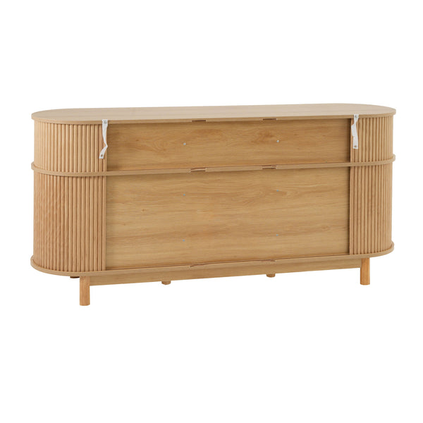 Fluted Sideboard Buffet Cabinet With Sliding Doors And Adjustable Shelves