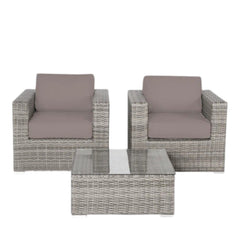 Wicker Seating Group Set With Table And Cushions