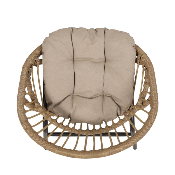 Outdoor Accent Chair With Curved Back And Basket Frame, (Set of 2) - Light Brown / Beige