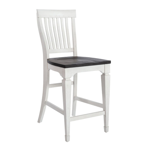 Allyson Park - 5 Piece Gathering Table Set - Wirebrushed White / Charcoal