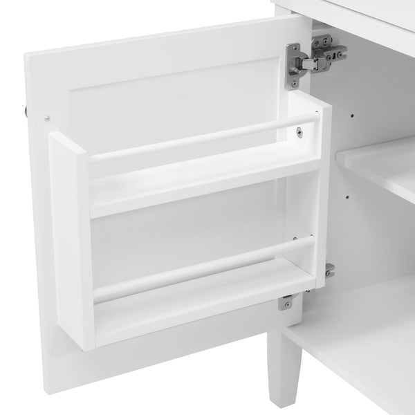 Bathroom Vanity With Double Sink, 3 Drawers, 2 Doors, Adjustable Shelves, Freestanding - White