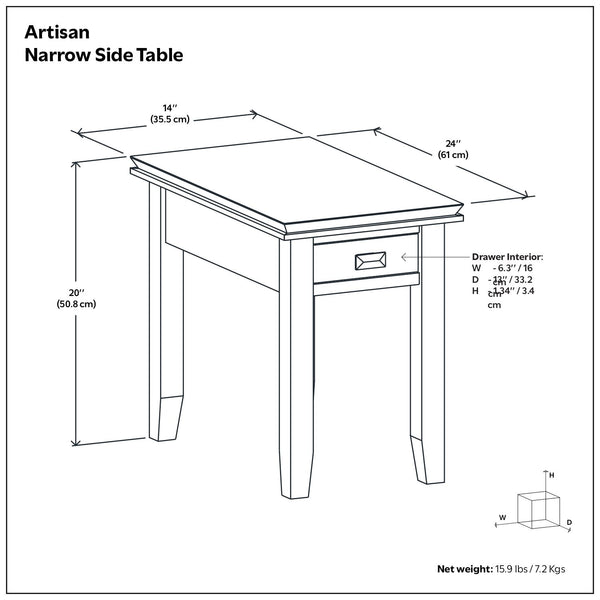 Artisan - Handcrafted Narrow Side Table
