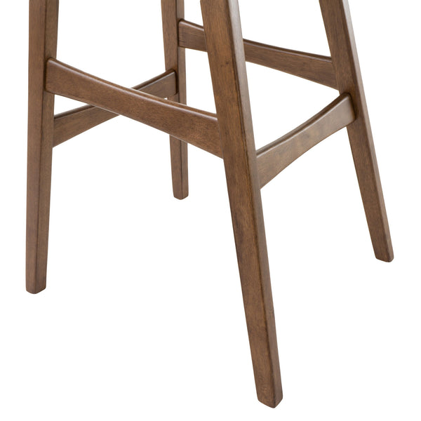 Mid Century Modern Bar Stool Set With Upholstered Seating