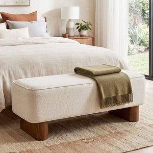 Upholstered Ottoman Bench With Thick Padded Design - Beige