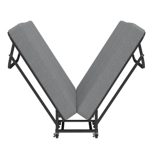 Twin Folding Bed With Memory Foam Mattress, 4 Lockable Wheels - Gray