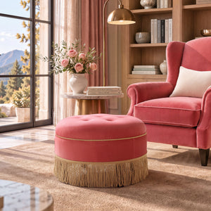 Yolanda - Round Upholstered Accent Ottoman
