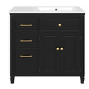 Bathroom Vanity With Sink, 1 Tip Out Drawer, 3 Side Drawers, Adjustable Shelf