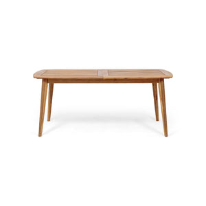 Placidity - Outdoor Expandable Dining Table With Slatted Tabletop And Tapered Legs
