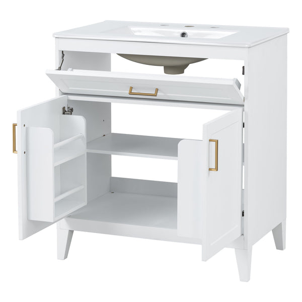 Bathroom Vanity With Sink Top, Adjustable Shelf, Door Organizers