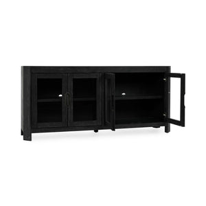 Macarthur - Reclaimed Oak 4 Door Cabinet - Aged Black