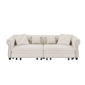 3 In 1 Convertible Sleeper Sofa Bed With Movable Ottoman