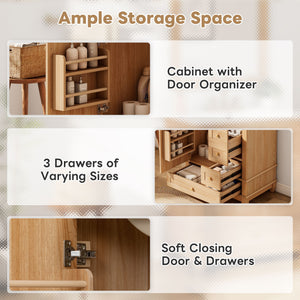 Freestanding Bathroom Vanity With Sink, Soft Close Doors & Drawers, Ample Storage - Wood