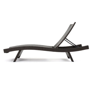 Mysticism Outdoor Chaise Lounge With Adjustable Backrest And Foldable Legs - Brown Multi