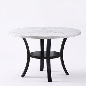 Round Dining Table With Open Bottom Shelf - Black / White