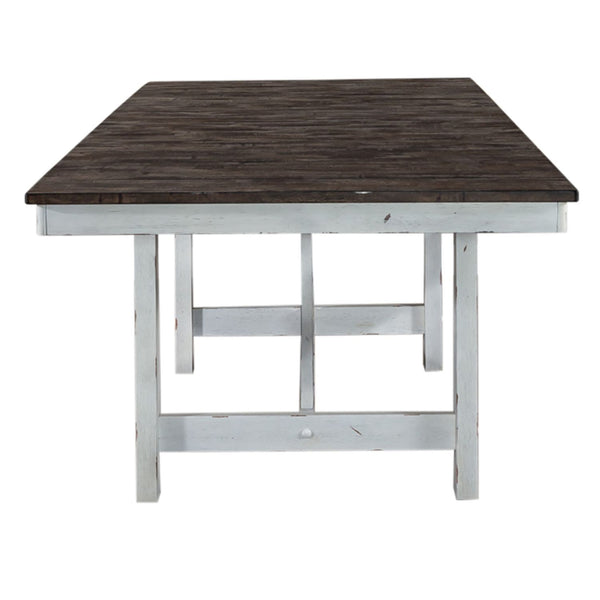 Farmhouse - Trestle Table - Two Tone White / Wood Tone