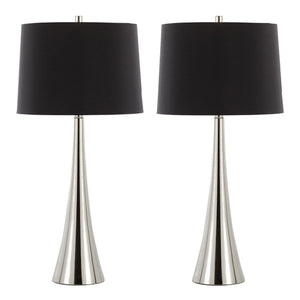Diana - Contemporary Table Lamp (Set of 2) - Polished Nickel / Black Satin