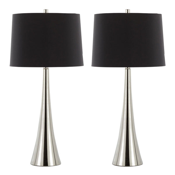 Diana - Contemporary Table Lamp (Set of 2) - Polished Nickel / Black Satin