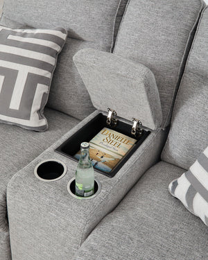 Biscoe - Power Reclining Loveseat With Console /Adj Headrest - Pewter