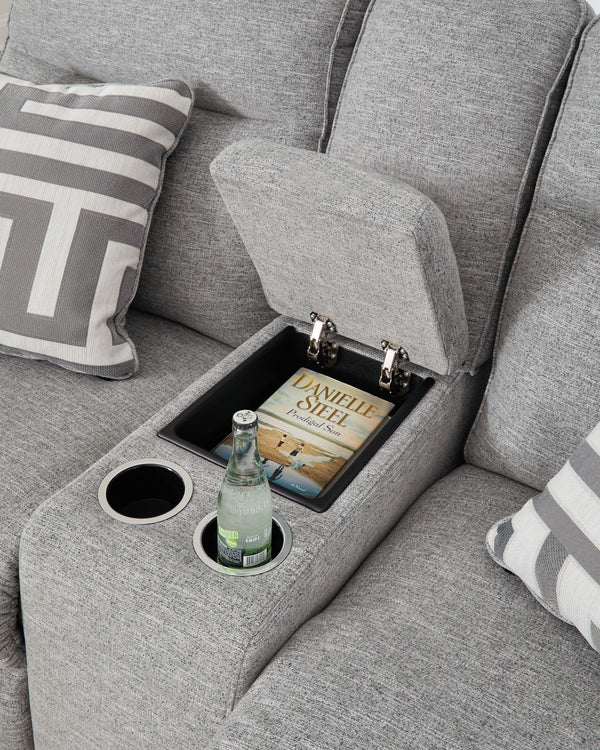 Biscoe - Power Reclining Loveseat With Console /Adj Headrest - Pewter