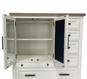 Americana Modern Bedroom - 7 Drawer Door Chest With Workstation - Cotton