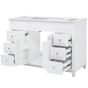 Bathroom Vanity Cabinet Only, 6 Soft Close Drawers & Double Doors - White