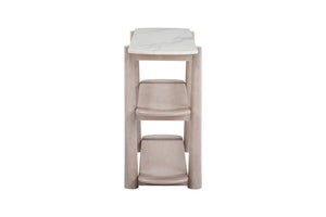 Horizons - Console Table - White Oak / White Marble