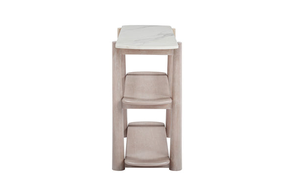 Horizons - Console Table - White Oak / White Marble