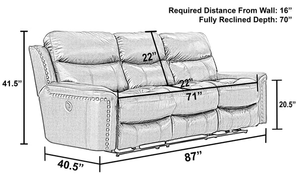 Ceretti - Power Reclining Sofa - Brown Italian Top Grain Leather Match