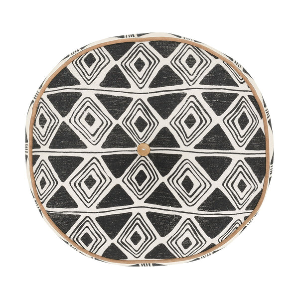 Radiant Oasis - 18" Round Nubia Pillow - Black / White