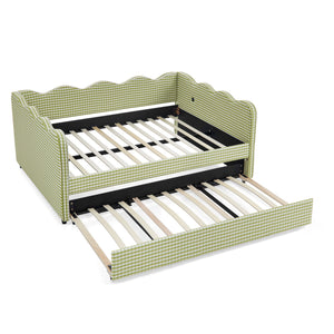 Gingham Daybed & USB Charging Port, Wave-Shaped Design