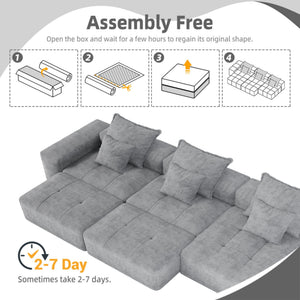 Modern Oversized, Modular Sectional Sofa With Pillows