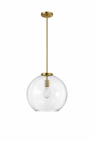 Gleam - Single Light Pendant Lamp With Clear Globe Satin - Antique Brass / Clear / Gold