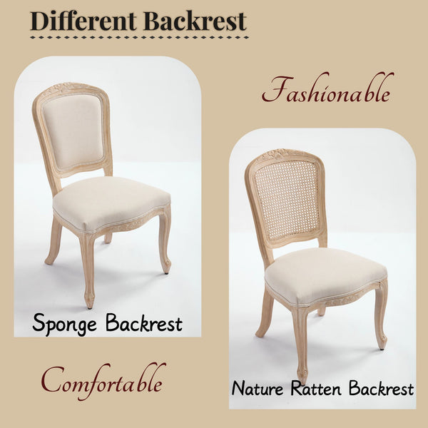 Dining Chairs Upholstered With Fan Shaped Back (Set of 2) - Beige