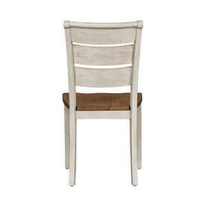 Farmhouse Reimagined - Ladder Back Side Chair - Antique White / Chestnut Tops