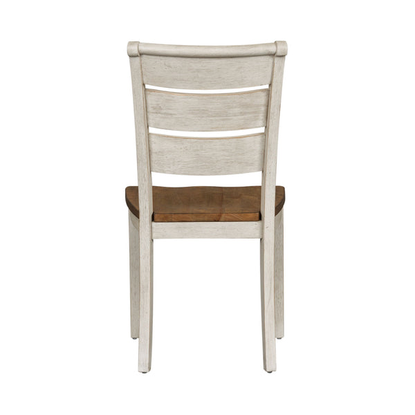 Farmhouse Reimagined - Ladder Back Side Chair - Antique White / Chestnut Tops