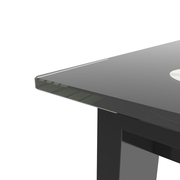 Modern 5 Piece Dining Table Set With Glass Top And Chairs - Black