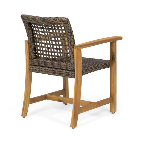 7 Piece Patio Dining Set, Slatted Table & 6 Chairs For Patio Garden - Mocha / Teak