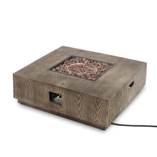 Wellington Square Iron Fire Pit With Wood Pattern Design And 50, 000 Btu Output