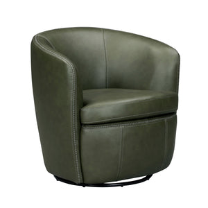 Barolo - 100% Italian Leather Swivel Club Chair (Set of 2)