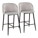 Fran - Pleated Waves Contemporary Fixed Height Counter Stool (Set of 2)