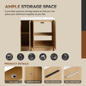 Freestanding Bathroom Vanity Set With Tall Linen Cabinet, 3 Door Storage Cabinet, Single Sink